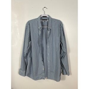 Banana Republic Mens XL Slim Flex Fit Tech Stretch Cotton Blue Check Shirt